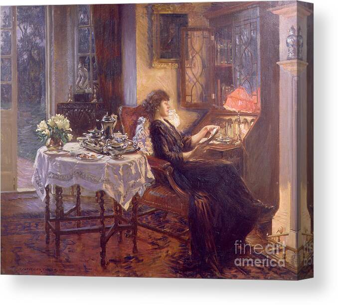 The Canvas Print featuring the painting The Quiet Hour by Albert Chevallier Tayler
