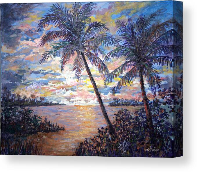 Tropical Canvas Print featuring the painting Tropical Sunset by Lou Ann Bagnall