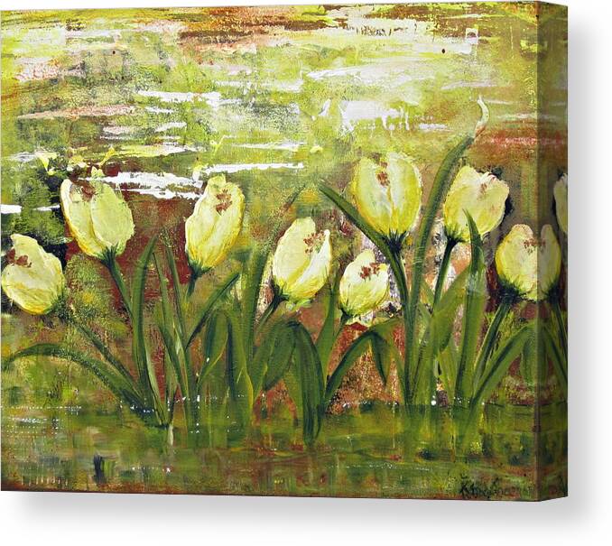 Tulip Canvas Print featuring the painting Tulip Dance by Kathy Sheeran
