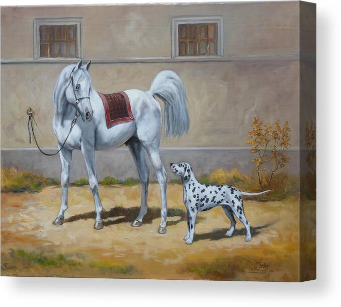 Horse Canvas Print featuring the painting Two buddies by Irek Szelag