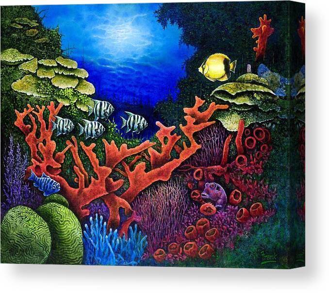 Ocean Canvas Print featuring the painting Undersea Creatures II by Michael Frank