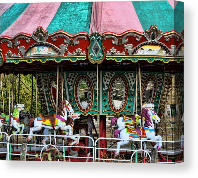 Merry-go-round Canvas Print featuring the photograph Vintage Circus Carousel - Merry-Go-Round by Kathy Clark