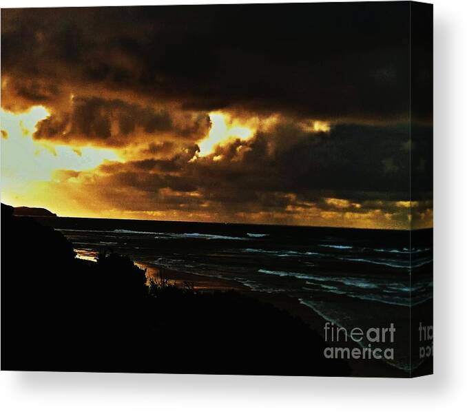 Phillip Island Canvas Print featuring the photograph A stormy Sunrise by Blair Stuart