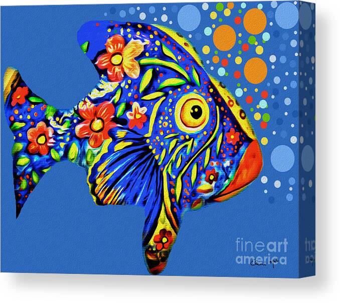 Abstract Canvas Print featuring the digital art Tropical Fish by Eleni Synodinou