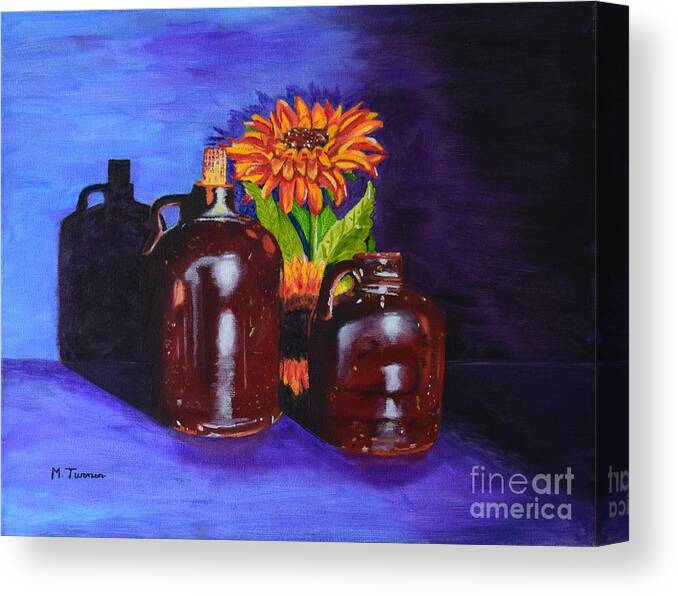 Jugs Canvas Print featuring the painting 2 old Jugs by Melvin Turner