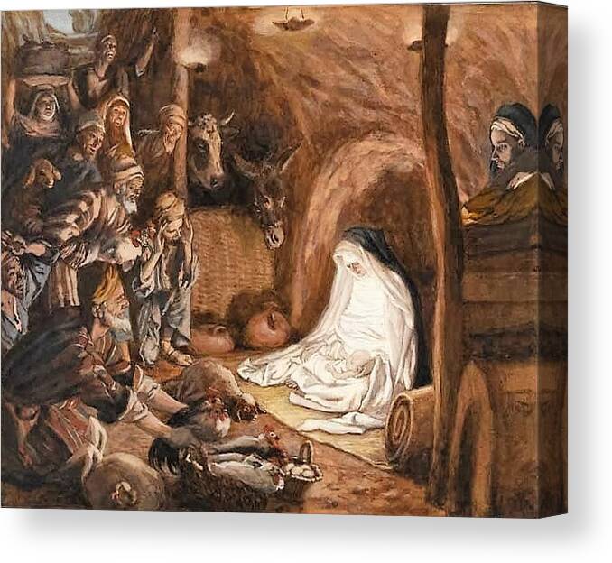 Christmas Canvas Print featuring the painting Adoration of the Shepherds by Tissot