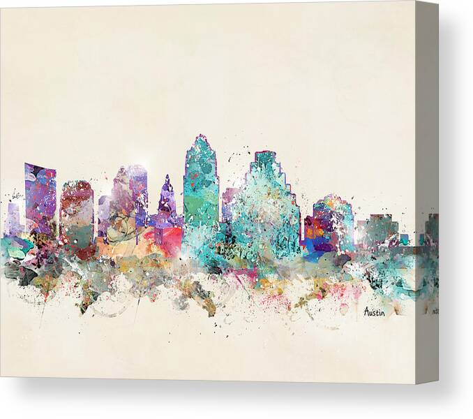 Austin Texas Skyline Canvas Print featuring the painting Austin City Texas by Bri Buckley