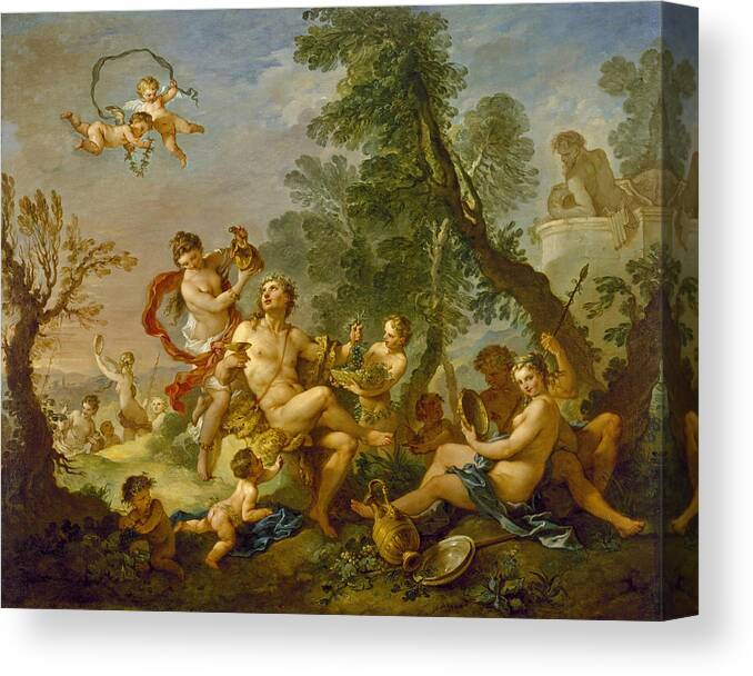 Charles-joseph Natoire Canvas Print featuring the painting Bacchanal #1 by Charles-Joseph Natoire