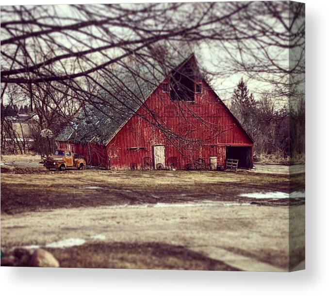 Barn Canvas Print featuring the photograph Dreaming of Spring #1 by Julie Hamilton