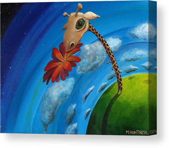 Giraffe Canvas Print featuring the painting Reach For the Sky by Mindy Huntress