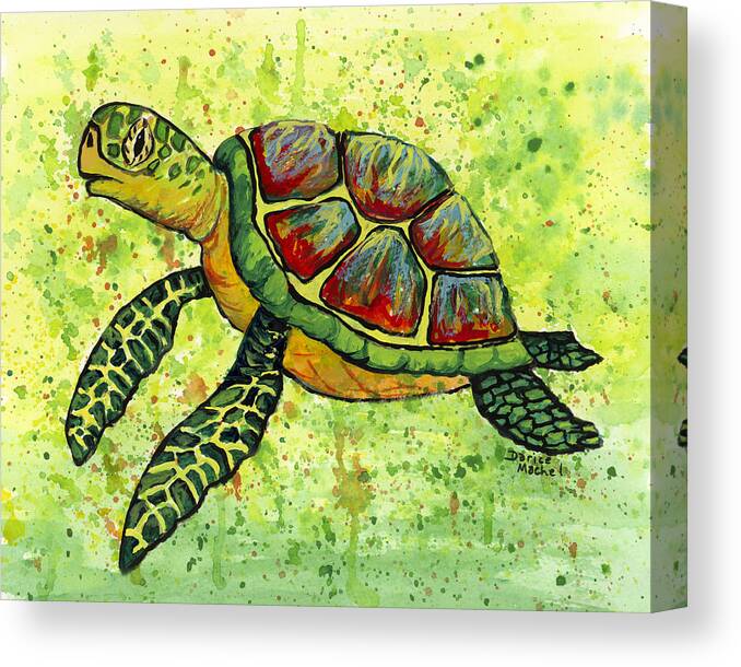 Animal Canvas Print featuring the painting Hawaiian Sea Turtle 3 by Darice Machel McGuire