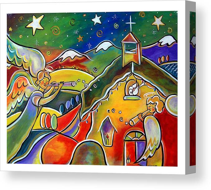 Angels Canvas Print featuring the painting Joy to the World by Jan Oliver-Schultz