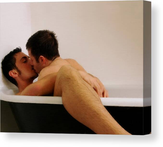 Kiss Canvas Print featuring the painting Kiss in the Bath by Troy Caperton
