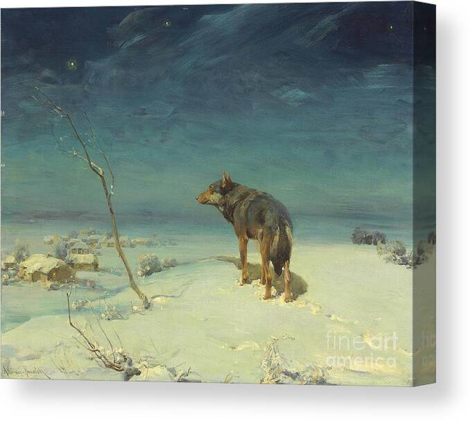 Alfred Kowalski Canvas Print featuring the painting Lone Wolf #1 by Celestial Images