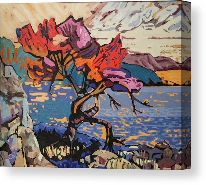 Rob Owen Original Paintings Canvas Print featuring the painting Lonetree, Sunrise #1 by Rob Owen