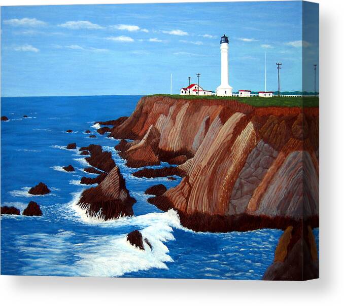 Lighthouse Paintings Canvas Print featuring the painting Point Arena Light Station #1 by Frederic Kohli