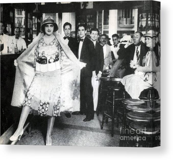 Culture Canvas Print featuring the photograph Prohibition, Flapper Flask Fashion #4 by Science Source