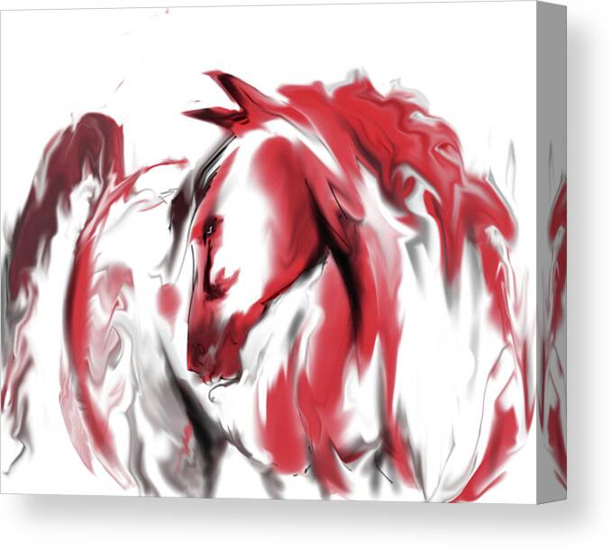  Canvas Print featuring the mixed media Red Horse by Jim Fronapfel