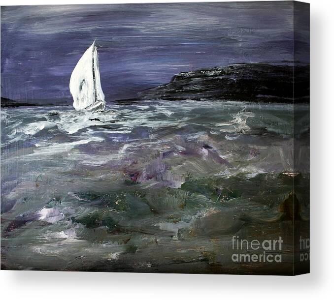 Sailboat Canvas Print featuring the painting Sailing the Julianna by Julie Lueders 