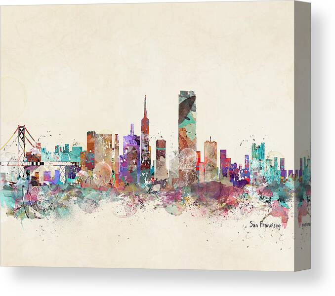 San Francisco City Canvas Print featuring the painting San Francisco Skyline #1 by Bri Buckley