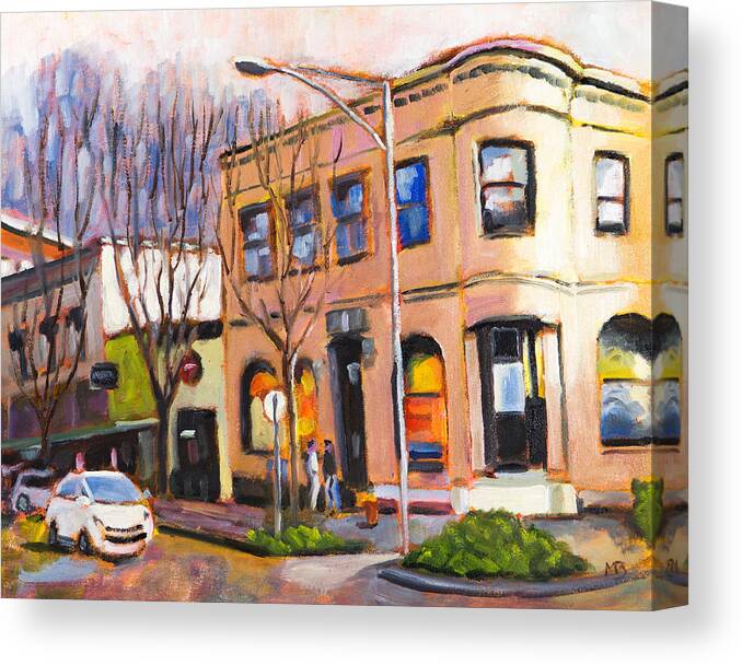 Cityscape Canvas Print featuring the painting Second Street, Corvallis #1 by Mike Bergen
