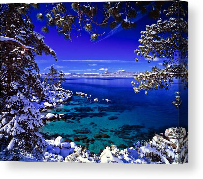 Lake Tahoe Canvas Print featuring the photograph Winter Frame of Lake Tahoe 2 by Vance Fox