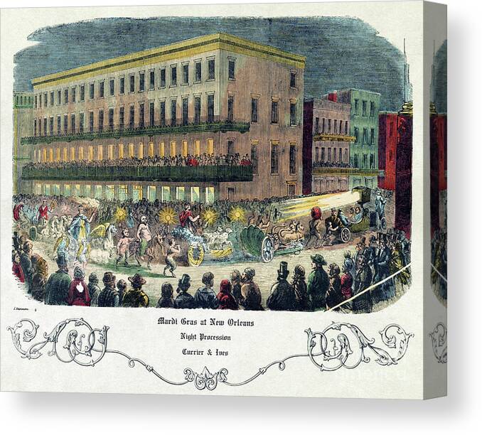 1885 Canvas Print featuring the drawing New Orleans, Mardi Gras. #11 by Granger