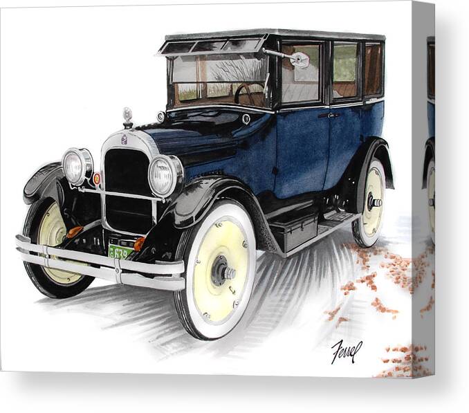 Antique Automobile Canvas Print featuring the painting 1923 Durant A-22 Sedan by Ferrel Cordle