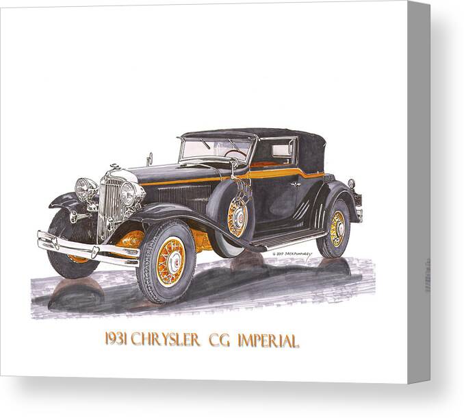 The 1931 Chrysler Imperial Had Evolved Into A Unique Automobile Canvas Print featuring the painting Chrysler C G Imperial by Jack Pumphrey