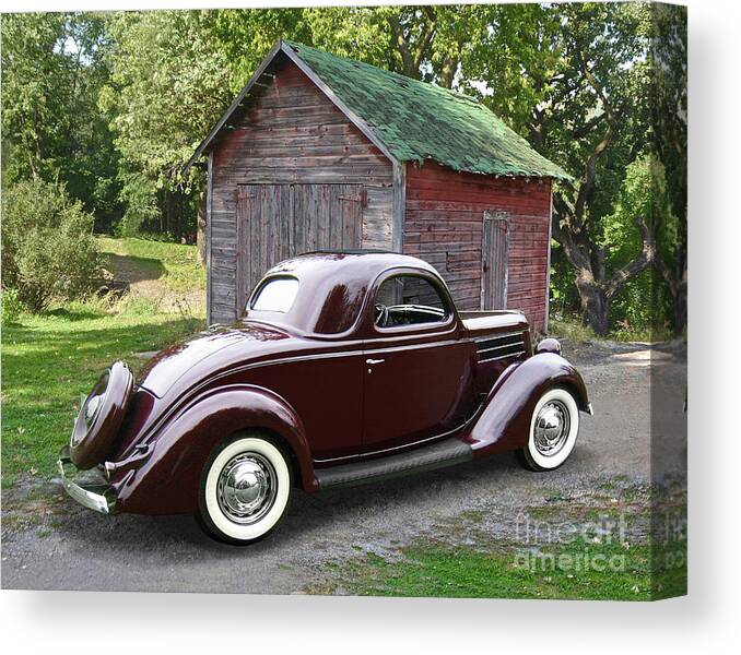 1936 Canvas Print featuring the photograph 1936 Ford 3-Window by Ron Long