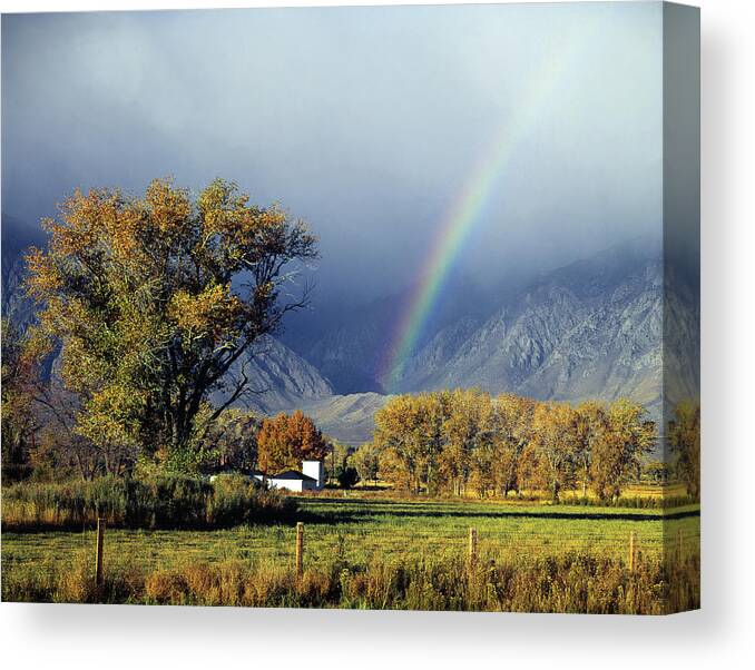 1m6345 Canvas Print featuring the photograph 1M6345 Rainbow in Sierras by Ed Cooper Photography