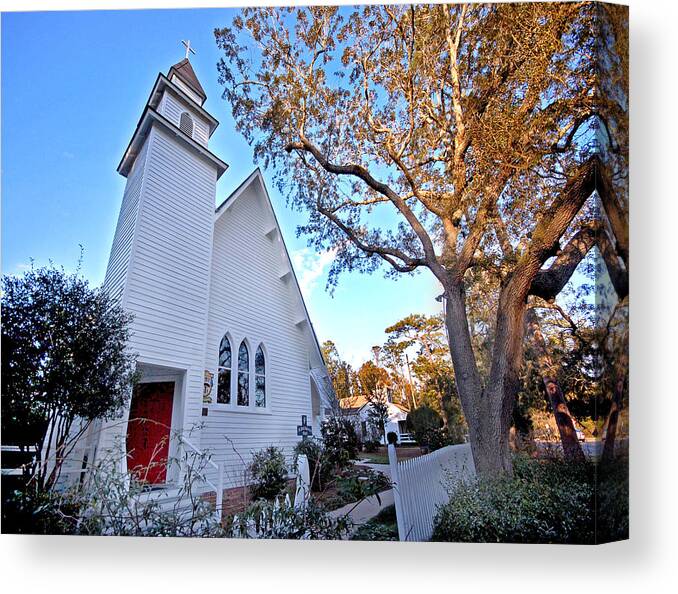 Church Canvas Print featuring the painting Magnolia Springs Alabama Church by Michael Thomas