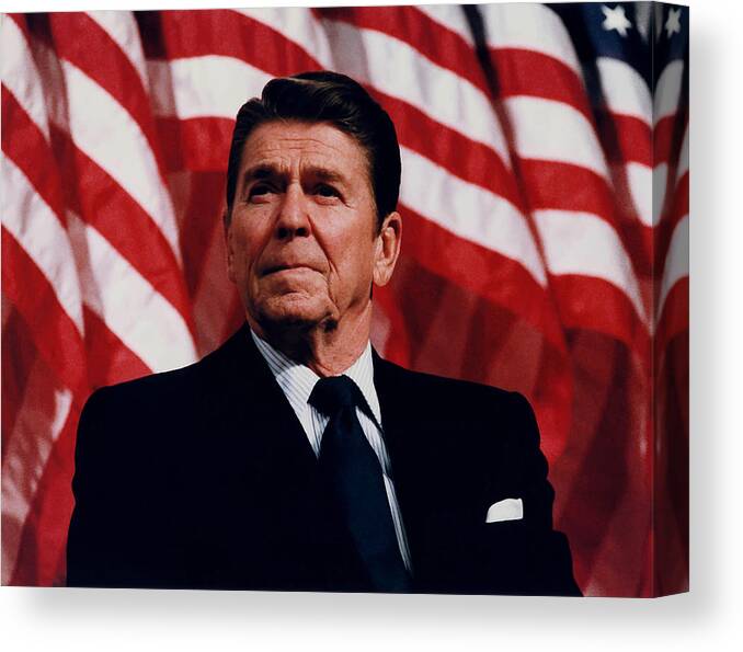 Ronald Reagan Canvas Print featuring the photograph President Ronald Reagan by War Is Hell Store