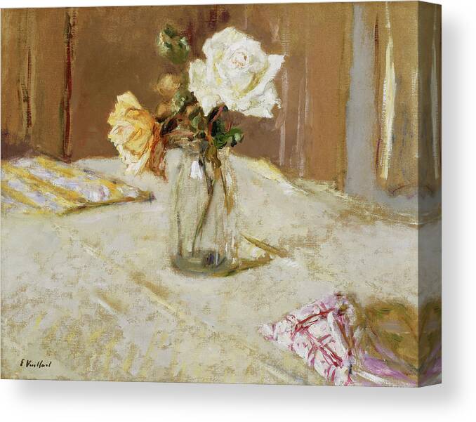 Edouard Canvas Print featuring the painting Roses in a Glass Vase #2 by Edouard Vuillard