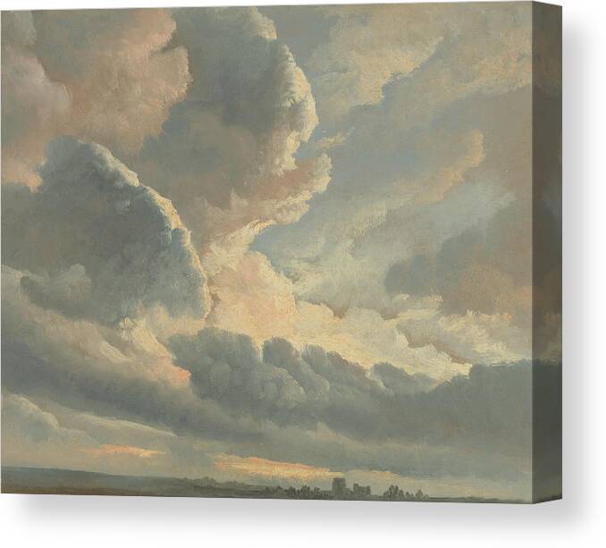 Study Of Clouds With A Sunset Near Rome Canvas Print featuring the painting Study of Clouds with a Sunset near Rome #2 by Celestial Images