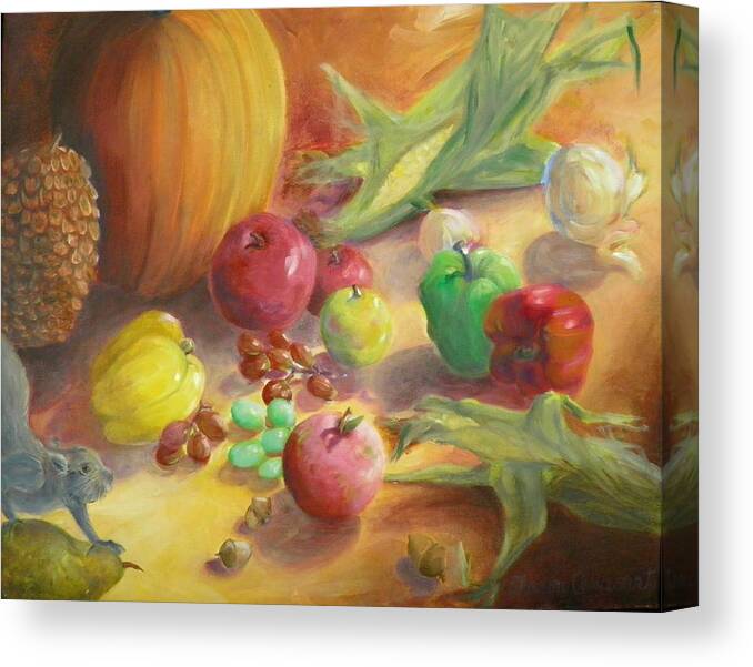 Harvest Canvas Print featuring the painting Sunlit Harvest #2 by Sharon Casavant