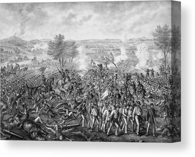 Civil War Canvas Print featuring the mixed media The Battle of Gettysburg #2 by War Is Hell Store