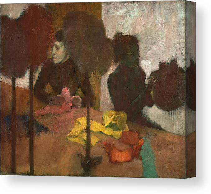 Edgar Degas Canvas Print featuring the painting The Milliners #2 by Edgar Degas