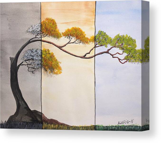 Bonsai Canvas Print featuring the painting Time After Time #3 by Edwin Alverio