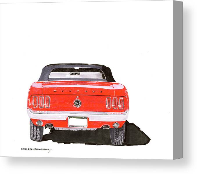 1969 Mustang Convertible Canvas Print featuring the painting 1969 Mustang Convertible #3 by Jack Pumphrey