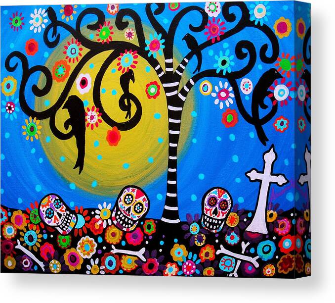 Day Of The Dead Canvas Print featuring the painting Day Of The Dead #3 by Pristine Cartera Turkus