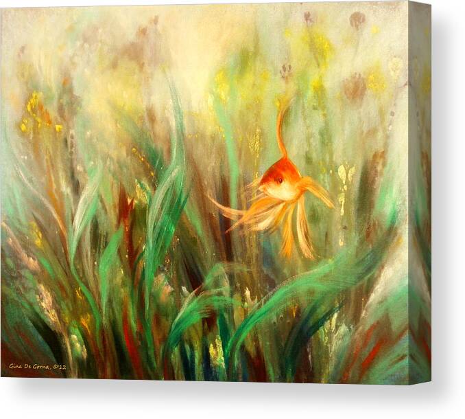 Fish Canvas Print featuring the painting Gold Fish #3 by Gina De Gorna