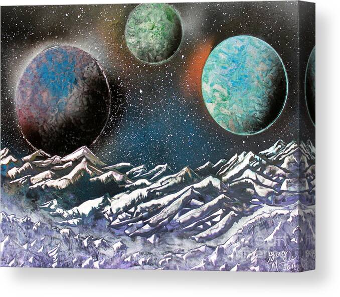 Space Art Canvas Print featuring the painting 3 Planets 4664 by Greg Moores