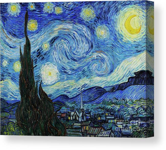 Vincent Van Gogh Canvas Print featuring the painting The Starry Night by Vincent Van Gogh
