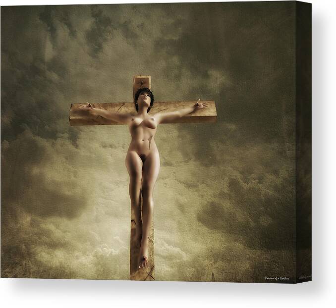 Crucifix Canvas Print featuring the digital art 3D Sky Crucifix by Ramon Martinez