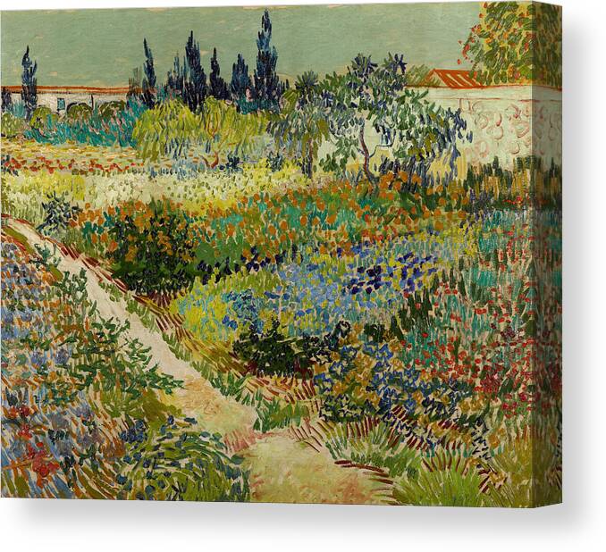 Vincent Van Gogh Canvas Print featuring the painting Garden At Arles #2 by Vincent Van Gogh