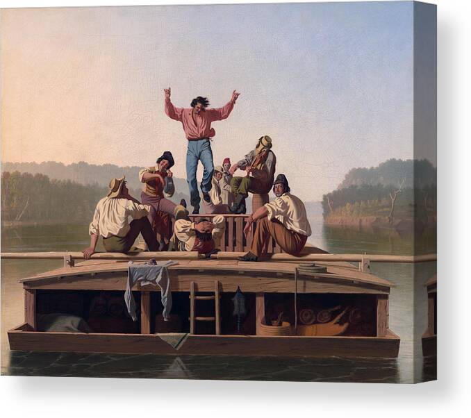 Art Canvas Print featuring the painting The Jolly Flatboatmen #4 by George Caleb Bingham