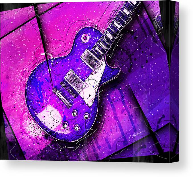 Guitar Canvas Print featuring the digital art 59 In Blue by Gary Bodnar
