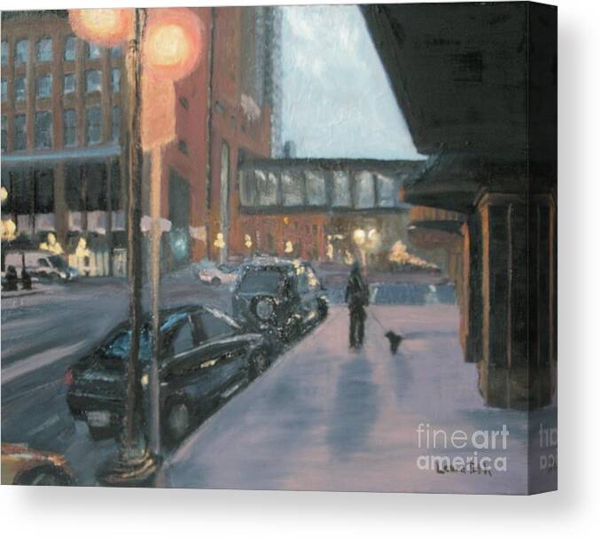 Saint Paul Canvas Print featuring the painting 6th and Sibley by Laura Toth