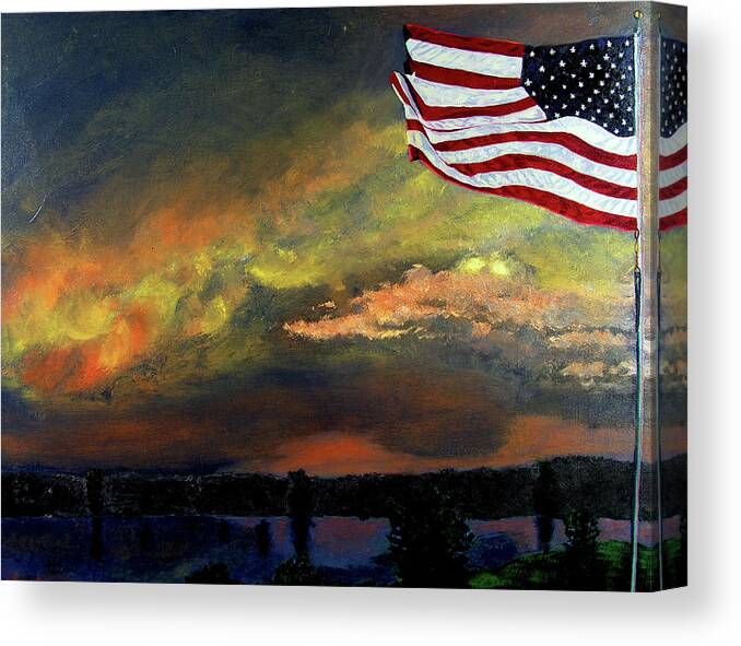 Landscape Canvas Print featuring the painting 9-11 by Stan Hamilton